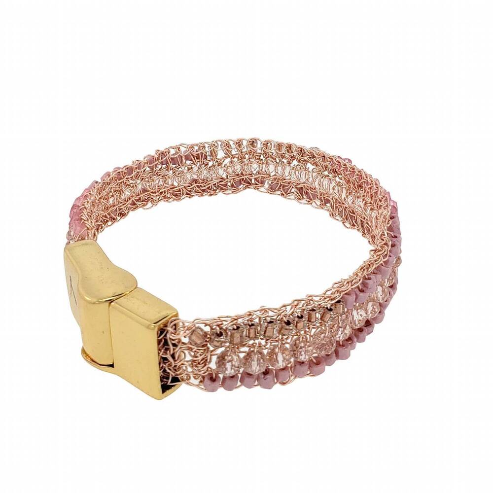 NEW LAVISH BY TRICIA MILANEZE women's ziggy handmade crochet bracelet in rose qu
